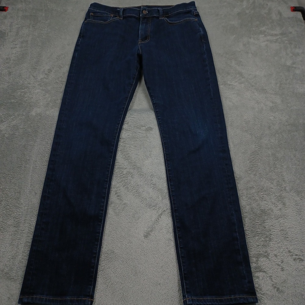 Lucky Brand Jeans Mens 33x34 Blue Denim 410 Athletic Straight Distressed Pockets
